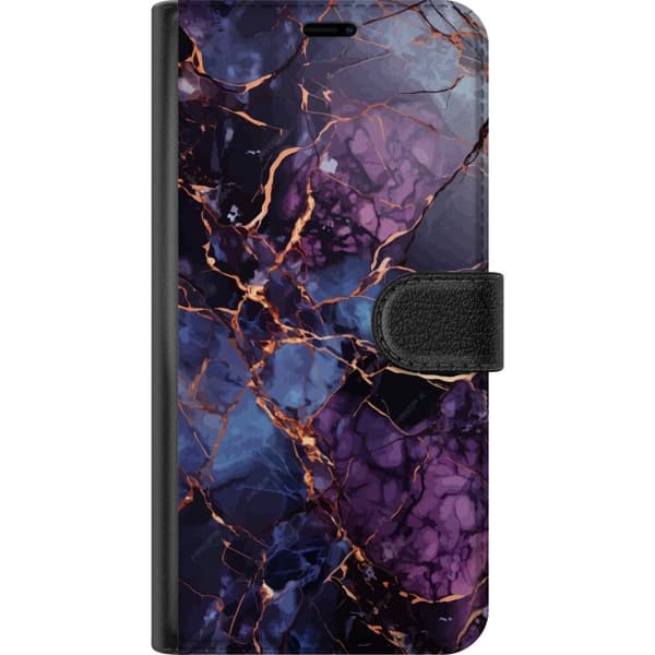 Kompatibel Tegnebogsetui til Huawei P30 lite Marmor Blå Lilla