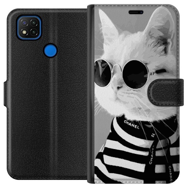 Xiaomi Redmi 9C Tegnebogsetui Fancy Kat
