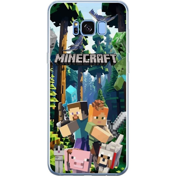 Samsung Galaxy S8+ Genomskinligt Skal Minecraft mobilskal med skog och figurer i pixelstil