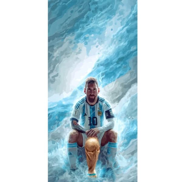 Kompatibel Tegnebogsetui til Apple iPhone 13 Pro Lionel Messi Världsmästare blå
