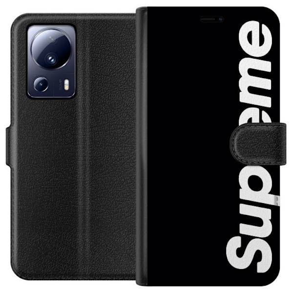 Xiaomi 13 Lite Plånboksfodral Supreme Svart Vit Streetwear Design Klassisk Modeikon Trend Urban Stil Grafiskt Motiv Populär