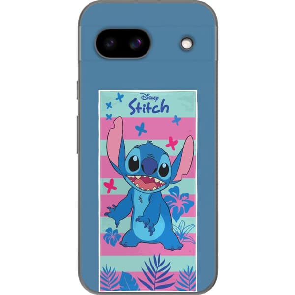 Kompatibelt Mobildeksel til Google Pixel 8a Stitch med tropiske blader og pastellstriper blå