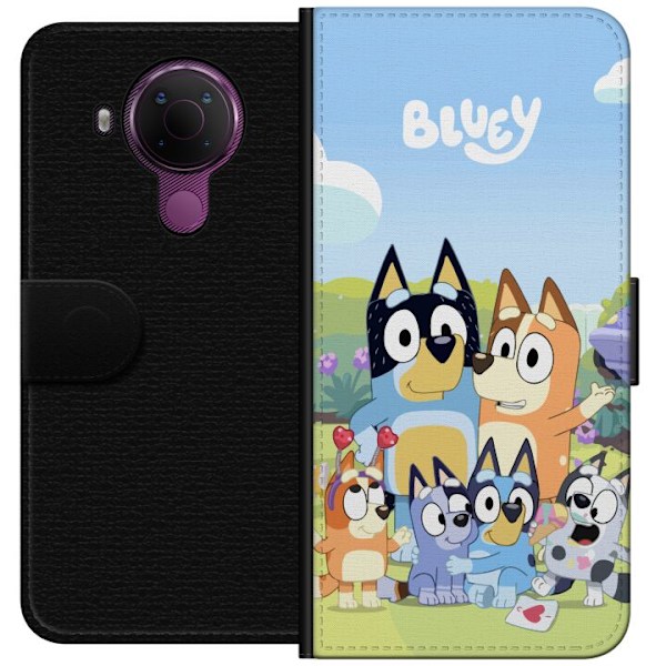 Nokia 5.4 Plånboksfodral Bluey mobilskal med hela familjen i färgglad design