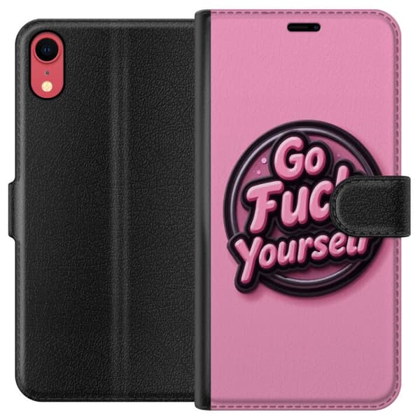 Kompatibel Tegnebogsetui til Apple iPhone XR Rosa 3D textposter