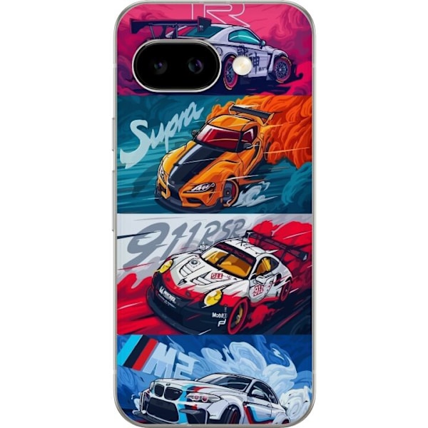 Google Pixel 9a Läpinäkyvä kuori Nopeat Autot - Piirretty Kuvio Toiminnalla