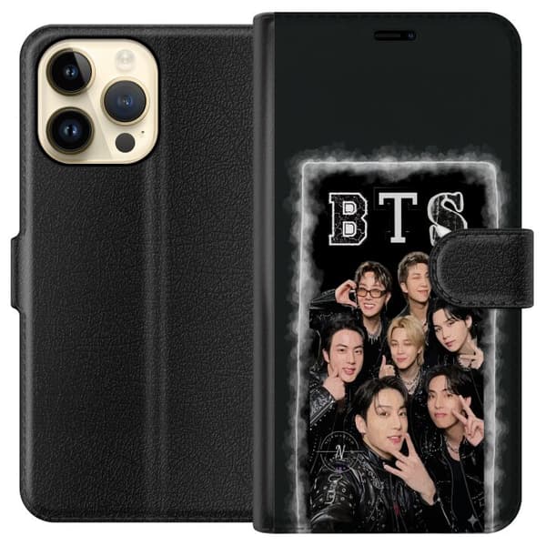 Kompatibel Tegnebogsetui til Apple iPhone 15 Pro Max BTS-medlemmer poserer sammen i sorte outfits for en selfie sort
