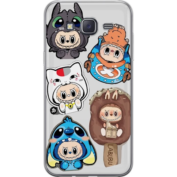 Samsung Galaxy J5 Gjennomsiktig deksel Labubu figure samling - Pop Mart Labubu The Monsters i fargerik design