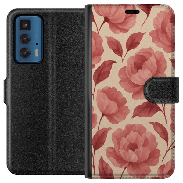 Motorola Edge 20 Pro Lompakkokotelo Ruusun Kukinta