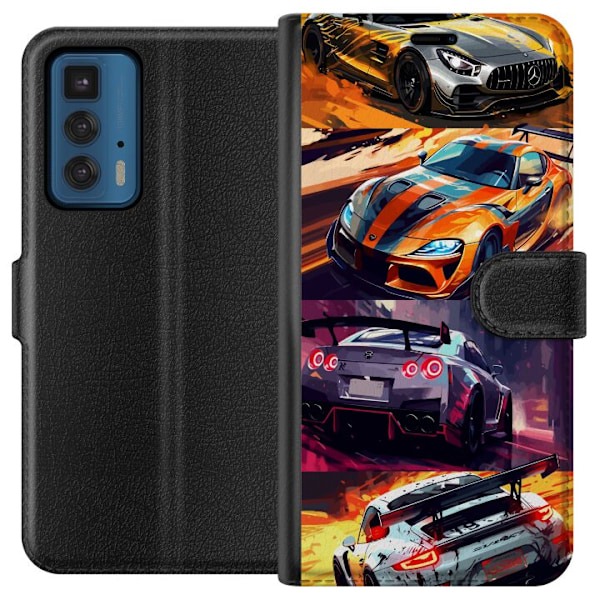 Motorola Edge 20 Pro Plånboksfodral Rally Fever – fartfyllt motiv med rallybilar