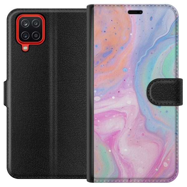 Samsung Galaxy A12 Tegnebogsetui Pastelmarmor
