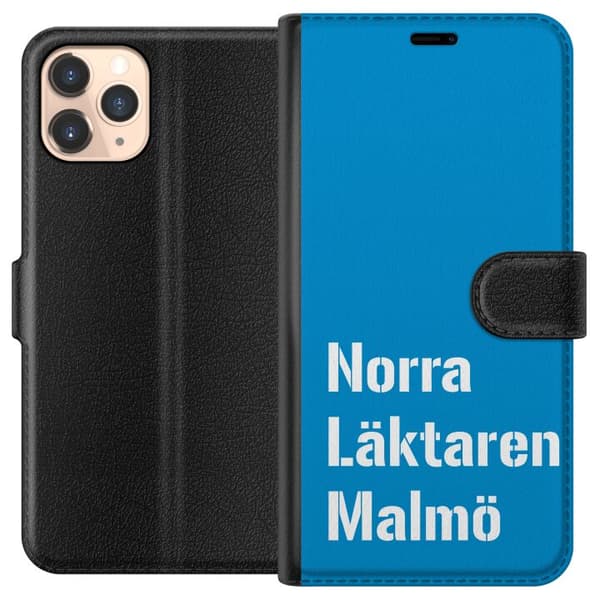 Kompatibel Tegnebogsetui til Apple iPhone 11 Pro Minimalistisk blå tekstdesign med Malmö-tema og moderne typografisk stil blå