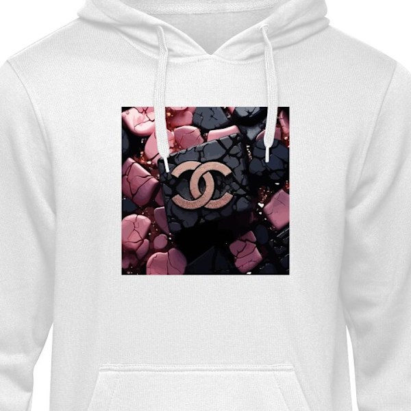 Hoodie för Vuxen | Bekväm Huvtröja Chanel Black and Pink vit XL