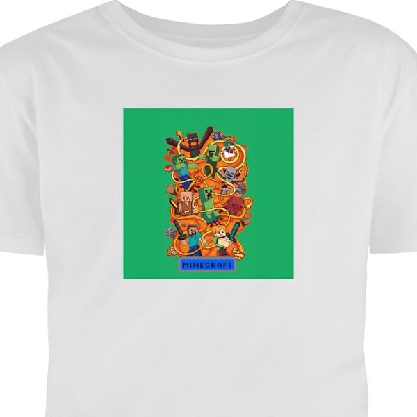 Barn-T-shirt | Bekväm T-shirt för Barn Minecraft vit 7-8 År