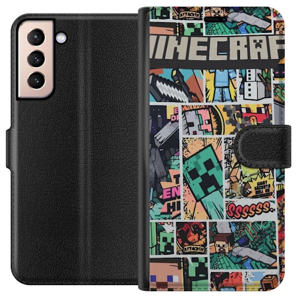 Samsung Galaxy S21 Plånboksfodral Minecraft Art