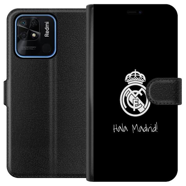 Xiaomi Redmi 10C Lompakkokotelo Real Madrid Emblem Jalkapallo Ylpeys Valkoinen Kulta Seuramerkki Mestarit La Liga Fanit Ikoninen Urheilu