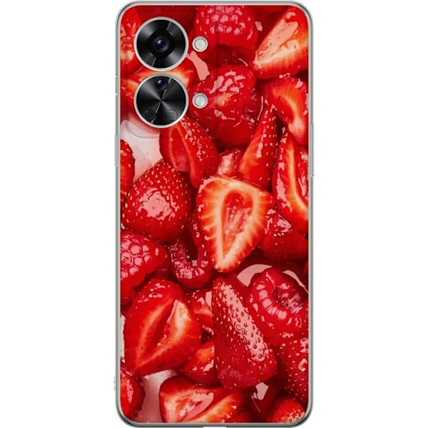 OnePlus Nord 2T Läpinäkyvä kuori Mansikkakuviointi - makea