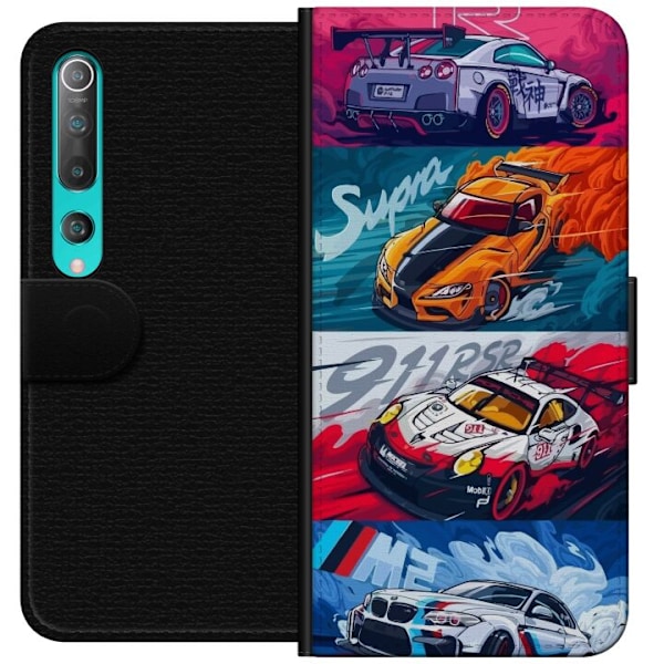 Xiaomi Mi 10 5G Lompakkokotelo Nopeat Autot - Piirretty Kuvio Toiminnalla