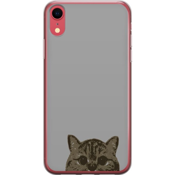 Apple iPhone XR Genomskinligt Skal Grå Kattblick – stilren kattdesign med grå bakgrund