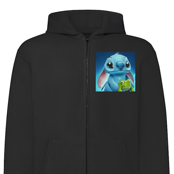 Zip-Hoodie | Huvtröja med Dragkedja för Vuxna Stitch och gro svart S