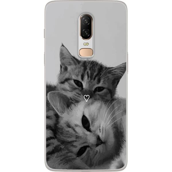 Kompatibel Mobilcover til OnePlus 6 Kat Hjerte