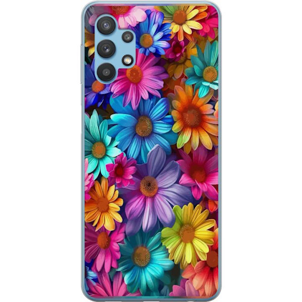 Samsung Galaxy A32 5G Genomskinligt Skal Gerbera Blommor Färgglad Dekor Blommotiv Populärt Heminredning Färg Rik Väggkonst Design