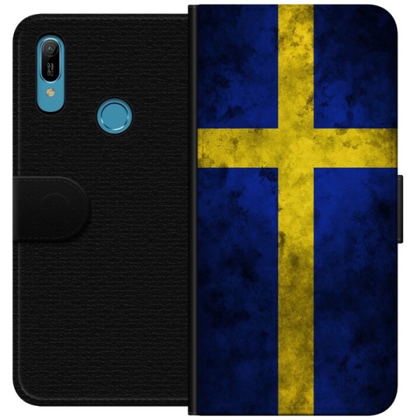 Huawei Y6 (2019) Lompakkokotelo Ruotsin Lippu