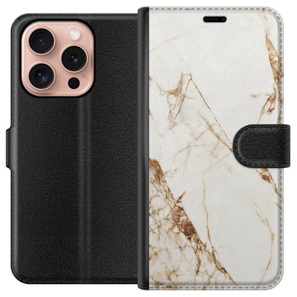 Apple iPhone 16 Pro Tegnebogsetui Hvid marmor