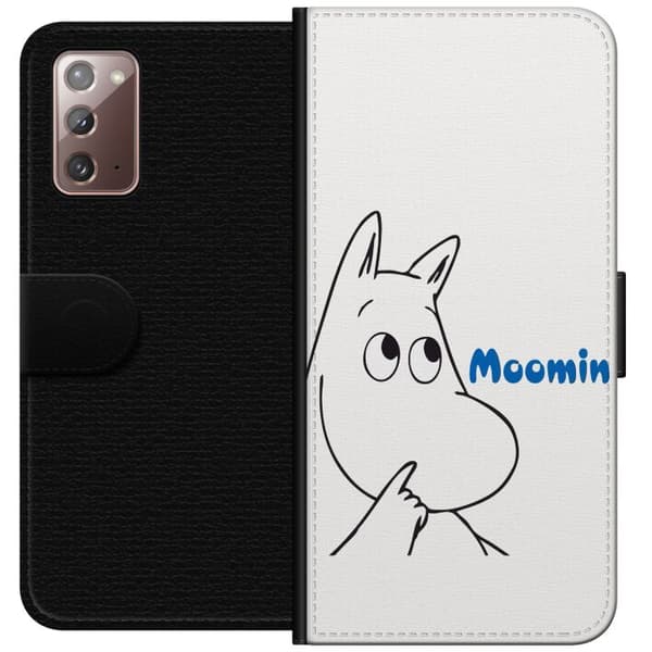 Kompatibel Tegnebogsetui til Samsung Galaxy Note20 Figur med simpel linjetegning og en fin tekst på lys baggrund