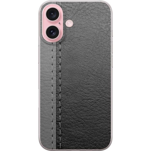 Apple iPhone 16 Genomskinligt Skal Black & Grey Leather