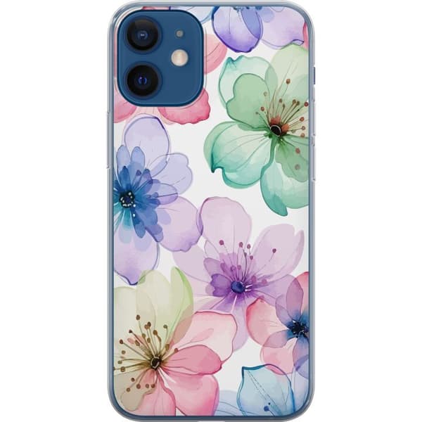 Kompatibel Mobilcover til Apple iPhone 12 Akvarelblomster i bløde pastelfarver