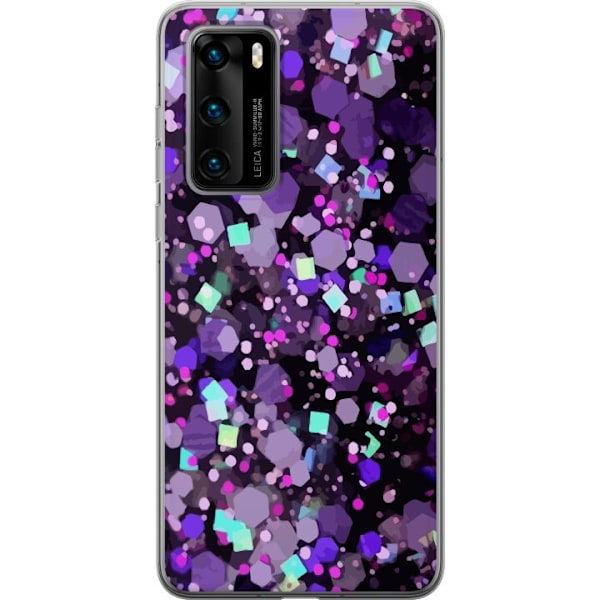 Huawei P40 Gjennomsiktig deksel Lilla Glitter