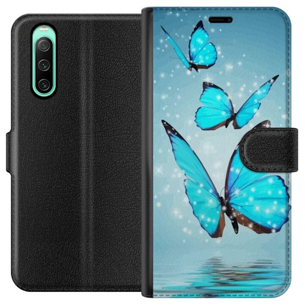 Sony Xperia 10 IV Tegnebogsetui Glitrende Sommerfugle