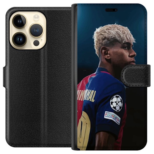 Apple iPhone 14 Pro Tegnebogsetui Lamine Yamal - Barcelonas Wunderkind i fokus
