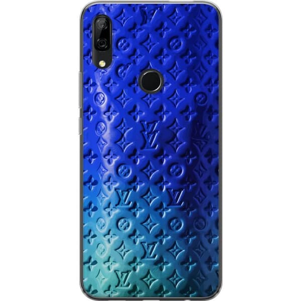 Kompatibelt Mobildeksel til Huawei P Smart Z Blått luksuriøst monogrammønster med elegant preget tekstur blå