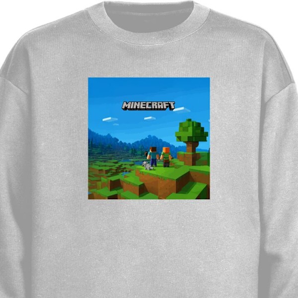Sweatshirt för Vuxen | Klassisk Collegetröja Minecraft Key Art grå XL
