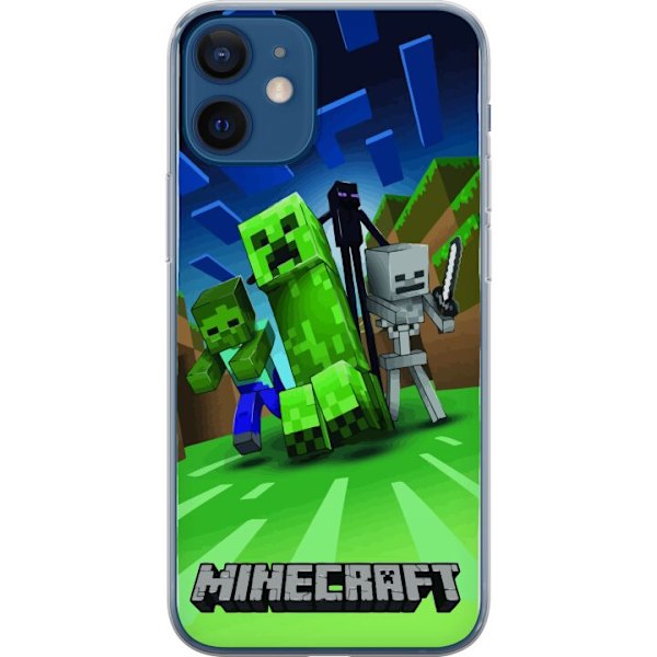 Apple iPhone 12  Genomskinligt Skal Minecraft Creeper mobilskal i klassisk grön pixelstil