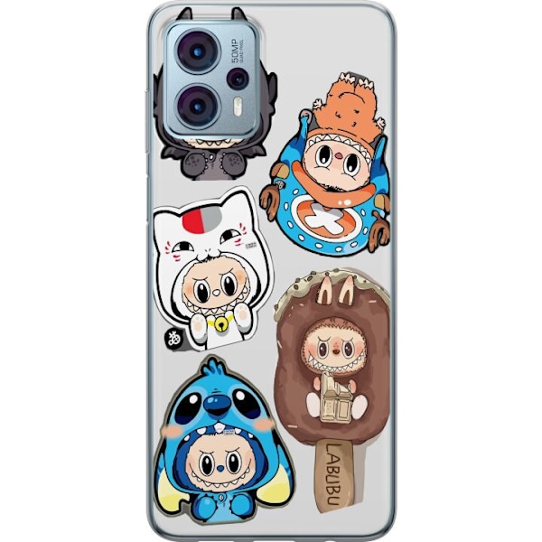 Motorola Moto G23 Gjennomsiktig deksel Labubu figure samling - Pop Mart Labubu The Monsters i fargerik design