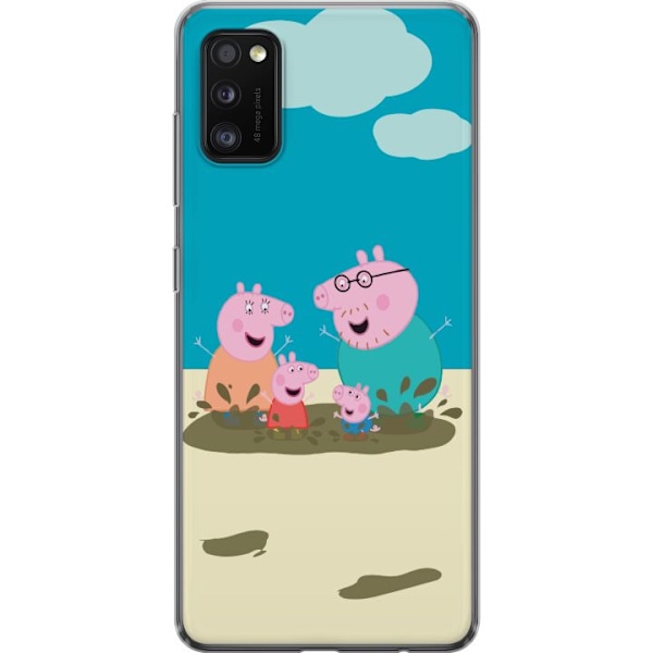Samsung Galaxy A41 Gennemsigtig cover Greta Gris Familie Georg Mudderpøl Børnemotiv Serie Populær Børnekarakter Glæde