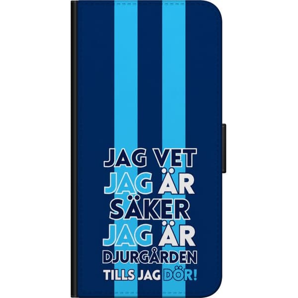 Kompatibelt Lommeboketui til Xiaomi Redmi Note 9 Pro Blåstripet overbevisning - Stablet svensk tekst i hvite og blå bokstaver over lyseblå og mørkebl blå