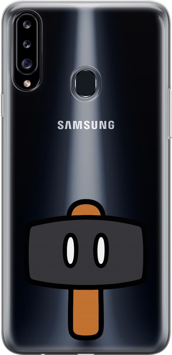 Kompatibel Mobilcover til Samsung Galaxy A20s Sort spillehammer - Sort motiv med sort hammer. sort
