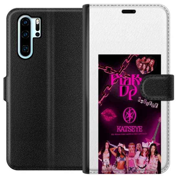 Kompatibel Tegnebogsetui til Huawei P30 Pro KATSEYE social collage pink