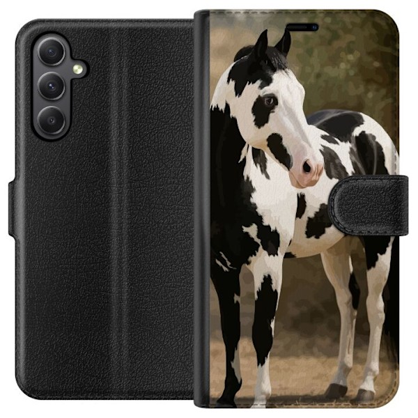 Samsung Galaxy S23 FE Plånboksfodral Vacker Häst – elegant illustration av hästmotiv