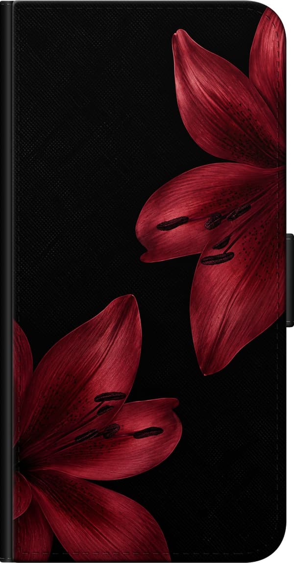 Kompatibel Tegnebogsetui til OnePlus 9 Pro Karmosinrød lilje sort