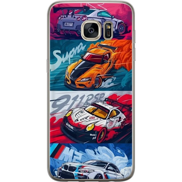 Samsung Galaxy S7 edge Läpinäkyvä kuori Nopeat Autot - Piir