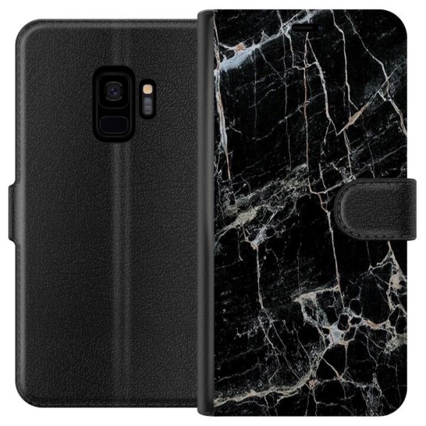 Samsung Galaxy S9 Lompakkokotelo Musta marmori