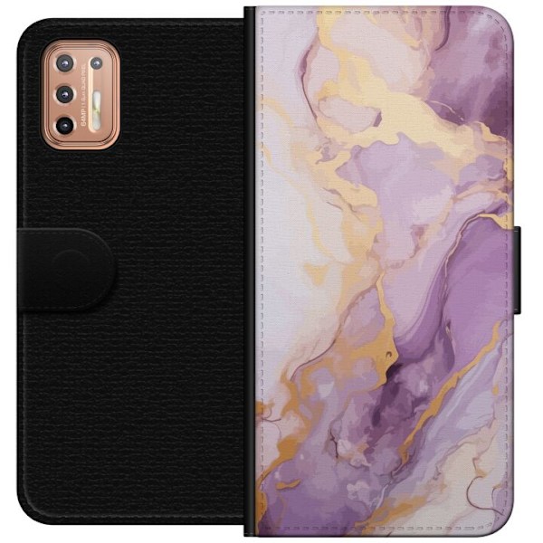 Motorola Moto G9 Plus Lommeboketui Marmor Lilla Gull