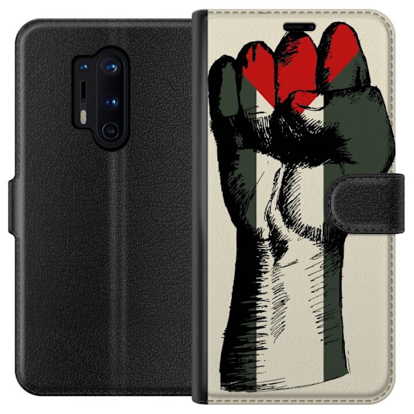 OnePlus 8 Pro Tegnebogsetui Hånd bundet i Palæstinas farver