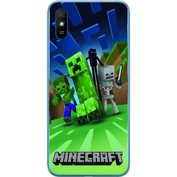 Xiaomi Redmi 9A Genomskinligt Skal Minecraft Creeper mobilskal i klassisk grön pixelstil