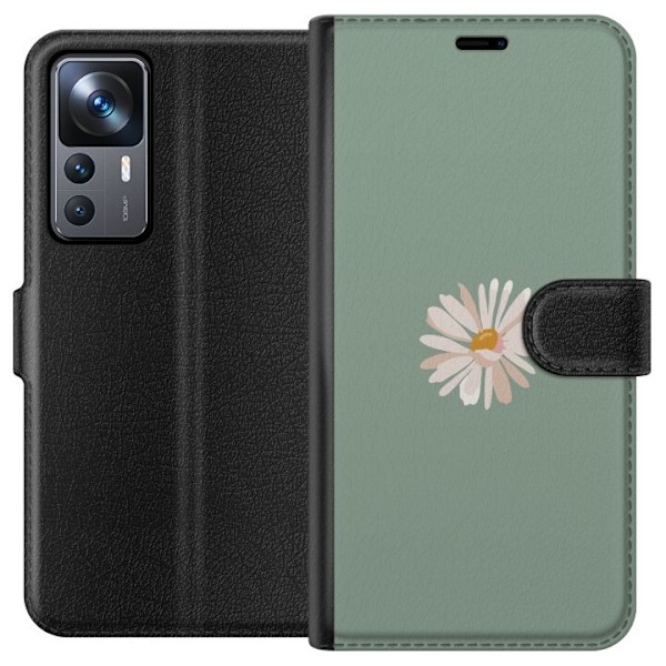Xiaomi 12T Pro Lompakkokotelo Vihreä Minimalikukka - tyylikä