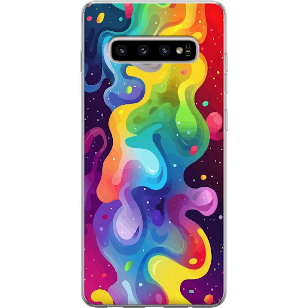 Samsung Galaxy S10+ Läpinäkyvä kuori Väriläiskä Abstrakti Taide Suunnittelu Värikäs Kuvio Moderni Suosittu Seinätaito Graafinen Trendi